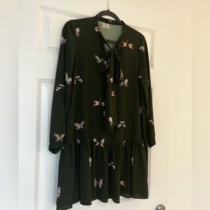 ECHO dress dark green with butterflies